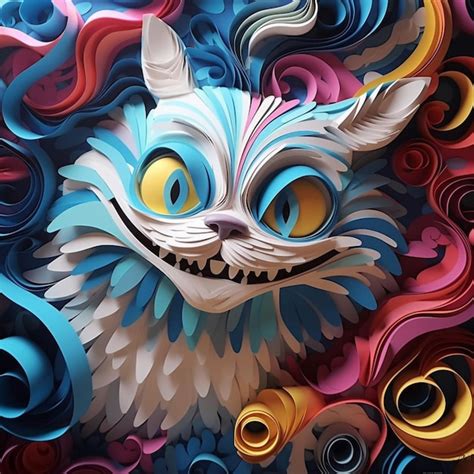 Hay Una Escultura De Papel De Un Gato Con Una Gran Sonrisa Generativa