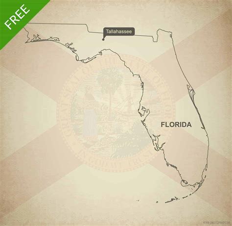 Free vector map of Florida outline | One Stop Map