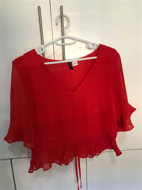 Red Formal Blouse Womens Fashion Tops Blouses On Carousell