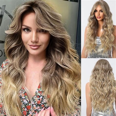 Amazon Allbell Long Ombre Champagne Blond Wavy Wigs For Women