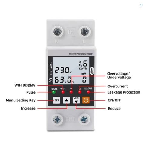 Trip switch WIFI Smart Switch smart life Energy Meter Kwh Meter with Voltage Current and Leakage ...