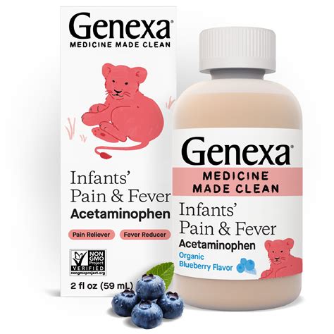 Genexa Infants’ Clean Pain & Fever Acetaminophen, Dye Free, Organic ...