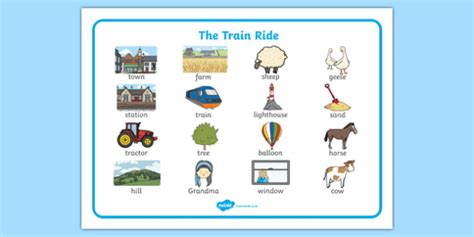 The Train Ride Word Mat Images Teacher Made