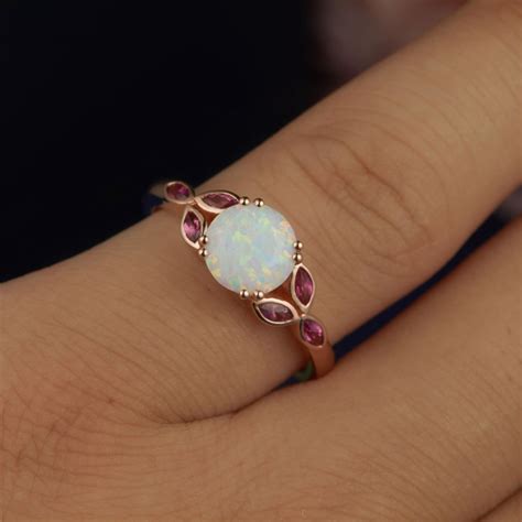 Anillo De Compromiso De Palo De Fuego K Rosa Oro Marquesa Etsy