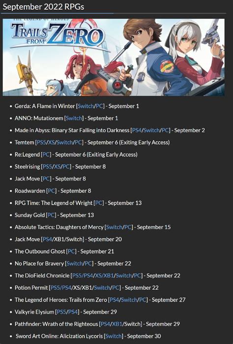 RPG Site On Twitter It S September There Are Quite A Few RPGs