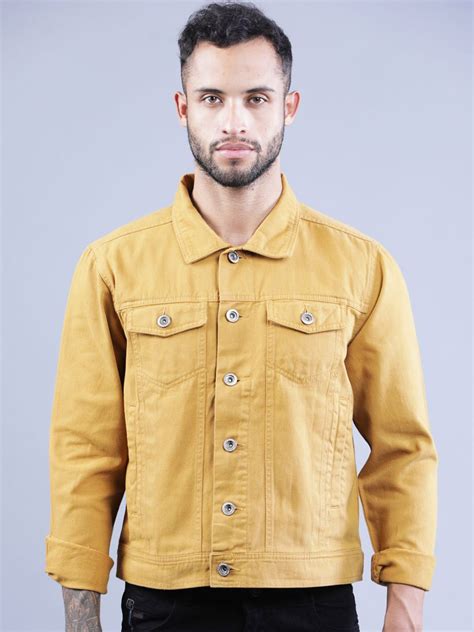 Buy T Base Men Mustard Yellow Windcheater Denim Jacket Jackets For