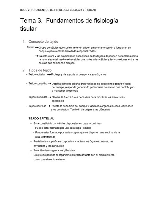 Fundamentos de fisiología tisular BLOC 2 FONAMENTOS DE FISIOLOGIA