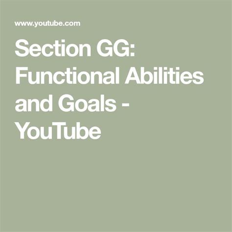 Section Gg Functional Abilities And Goals Youtube Abilities Goals