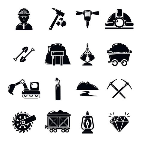 Mining Minerals Business Icons Set Simple Style Vector Art At