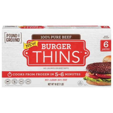 Pound Of Ground® Burger Thins™ Frozen 100 Pure Beef Patties 16 Oz