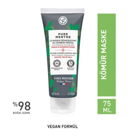 Yves Rocher Pure Menthe Siyah Nokta Karşıtı Kömür Maskesi 75 ml ...