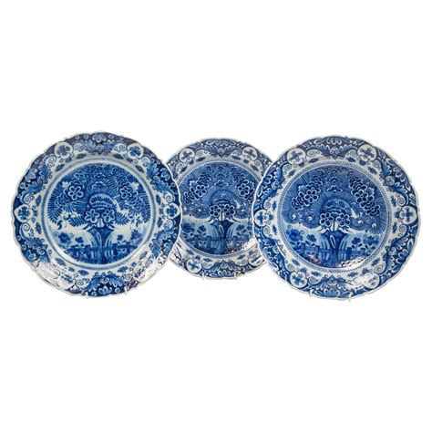 Pair Of Delft Blue And White Chargers In The Theeboom Pattern Made