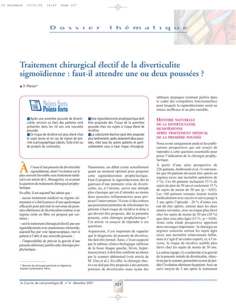 Traitement Chirurgical Lectif De La Diverticulite