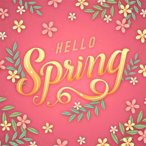 Free Vector Hello Spring Background With Flowers