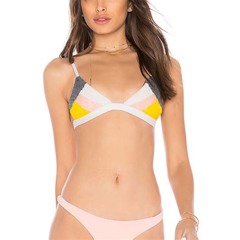 Marigold Beaded Triangle Bikini Top Gem