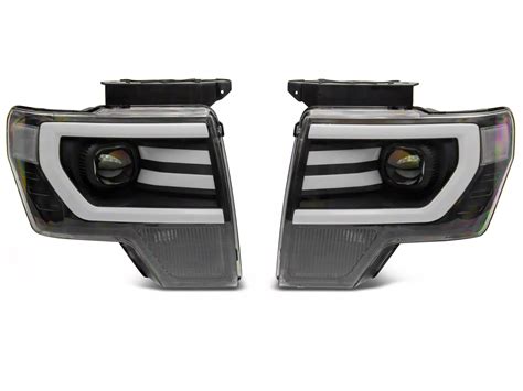 F 150 Led Drl Projector Headlights With Clear Corners Black Housing Clear Lens 09 14 F 150 W