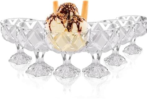 Gk Global Kitchen Glass Dessert Bowls Sundae Ice Cream Set Of 6 Short Stemmed Prawn Cocktail