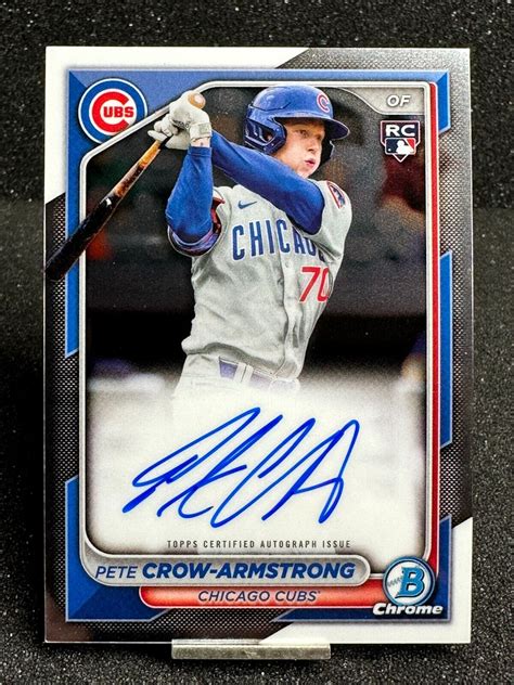 Bowman Chrome Pete Crow Armstrong Rc Chrome Rookie Auto On Card