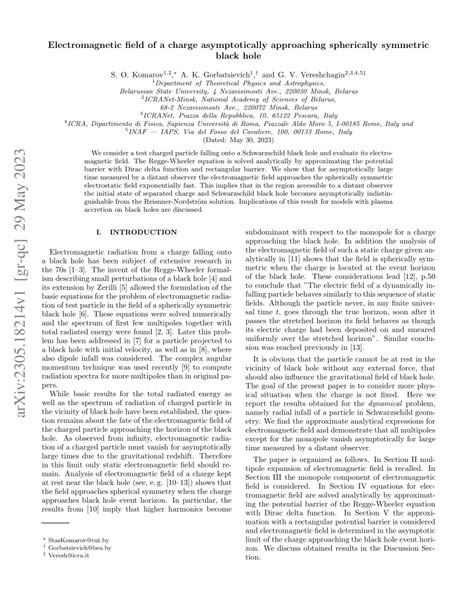 PDF Electromagnetic Field Of A Charge Asymptotically Approaching