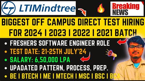 Ltimindtree Biggest Direct Test Hiring Test Date July Off On