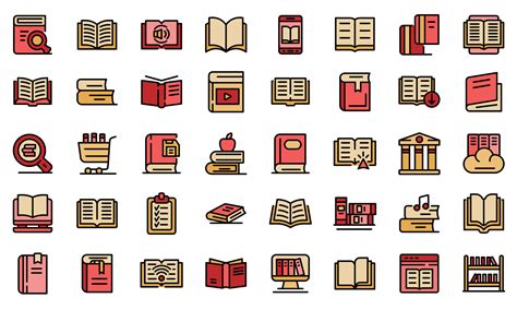 Library Icons Set Vector Flat Vector Art At Vecteezy