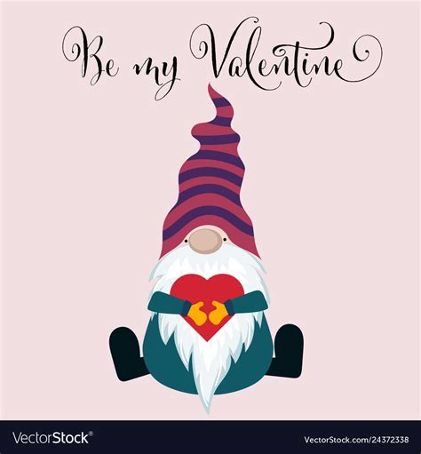 Valentines Day Card With Gnome Royalty Free Vector Image