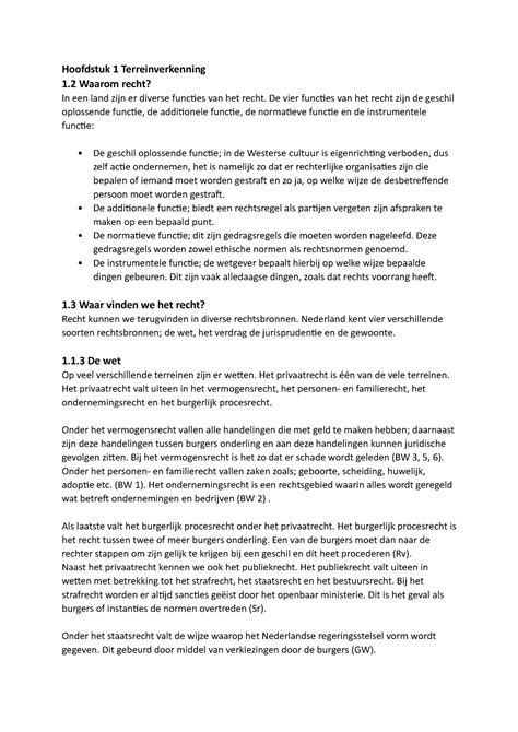 Samenvatting Van Hoofdlijnen Nederlands Recht Hoofdstuk 1