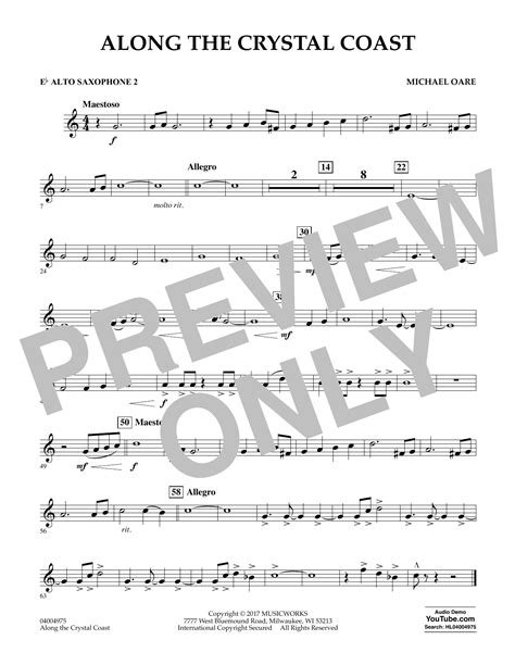 Along The Crystal Coast Eb Alto Saxophone 2 By Michael Oare Sheet