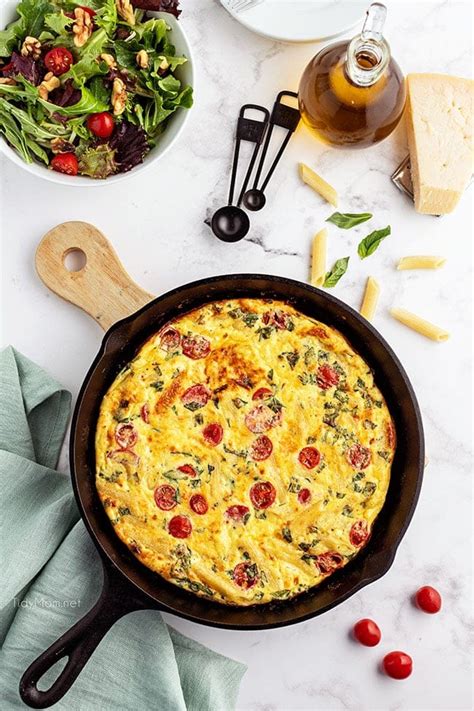 Tomato and Basil Pasta Frittata - TidyMom®