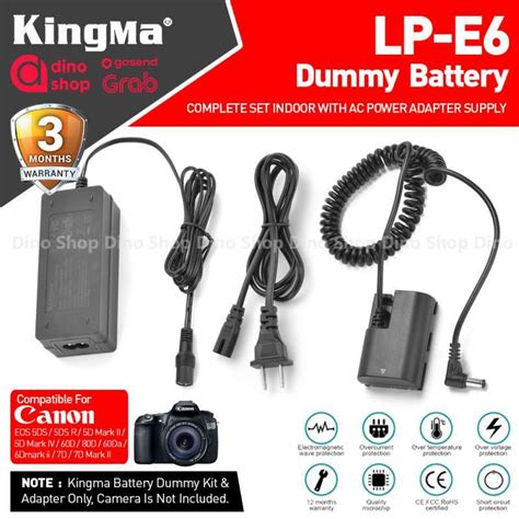 Promo Kingma Dummy Battery Kit Lp E Indoor With Ac Power Supply