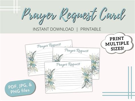 Prayer Request Cards Prayer Cards Printable Christian Notecards Church Prayer Card Prayer Notes ...