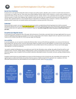 Form Ca Special Event Permit Application City Of San Luis