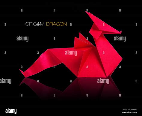 Origami red paper dragon Stock Photo - Alamy