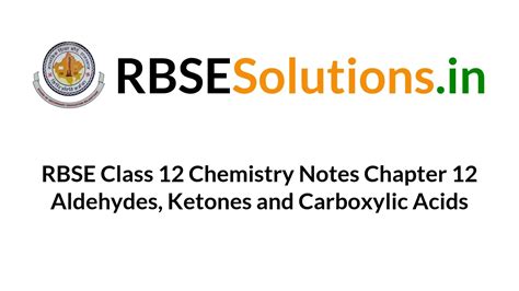 RBSE Class 12 Chemistry Notes Chapter 12 Aldehydes Ketones And