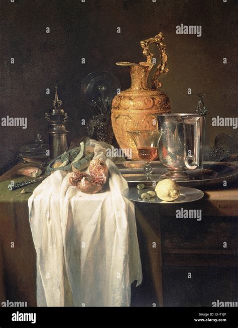 Willem Kalf Still Life With Ewer Vessels And Pomegranate Stock Photo