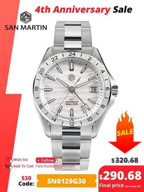 San Martin New Mm Luxury Men S Business Dress Gmt Watch Nh