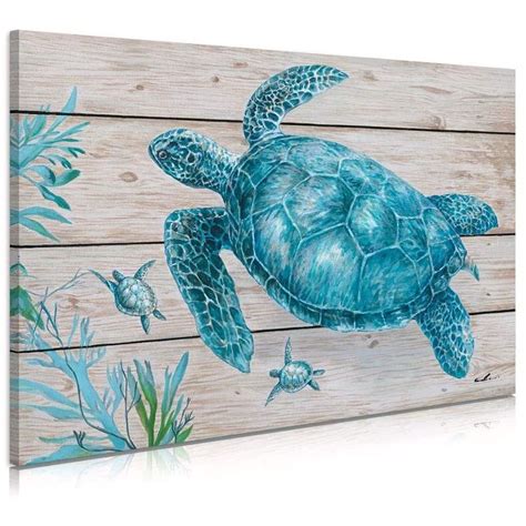 Sea Turtle Canvas Wall Art Sea Turtle Bathroom Accessories Wood