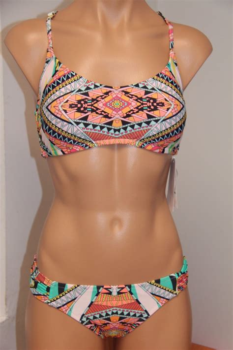 Nwt Jessica Simpson Swimsuit Bikini 2 Pc Set Sz S Blk Multi Ebay