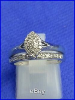 H Samuel 9ct White Gold 0.20 Ct Diamond Ring Perfect Fit Bridal Set Sz ...