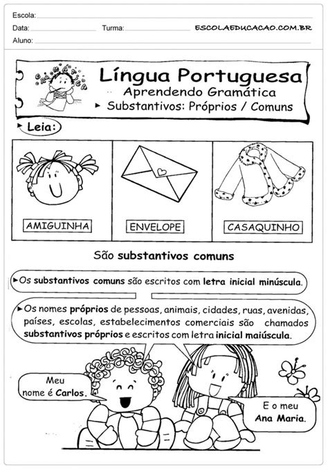 Atividades de Português 3º ano Para Imprimir