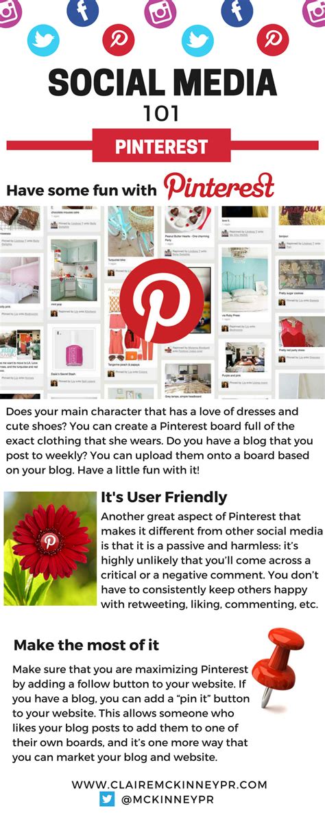 Social Media 101 Pinterest Infographic Claire Mckinneypr