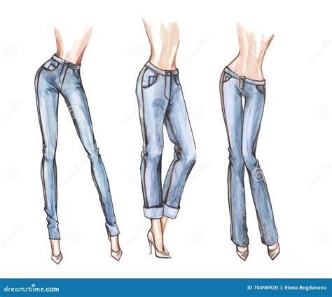 Blue Jeans Watercolor Illustration Stock Illustration - Illustration of ...