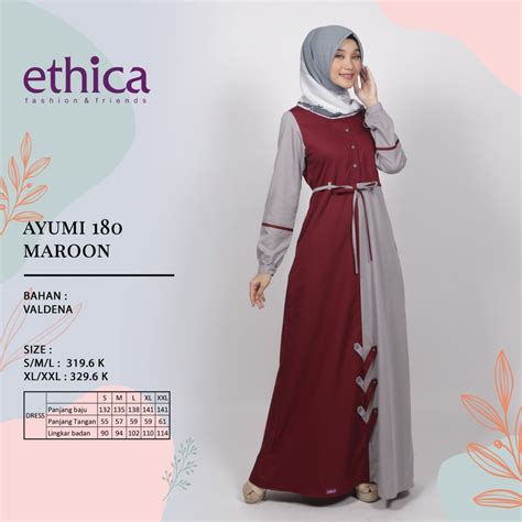 Jual Gamis Ethica Ayumi Maroon Grey Shopee Indonesia