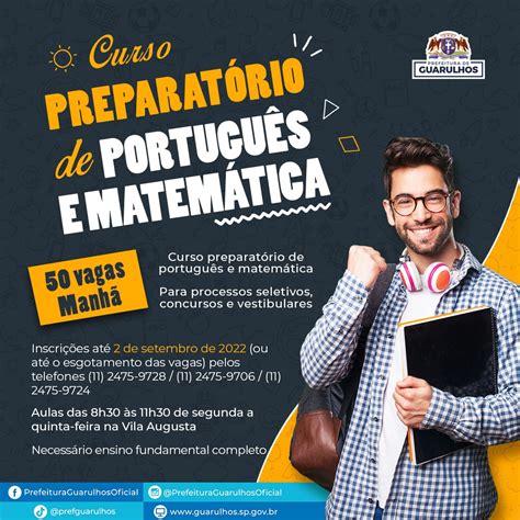 Curso Preparat Rio De Portugu S E Matem Tica Tem Vagas Abertas Em