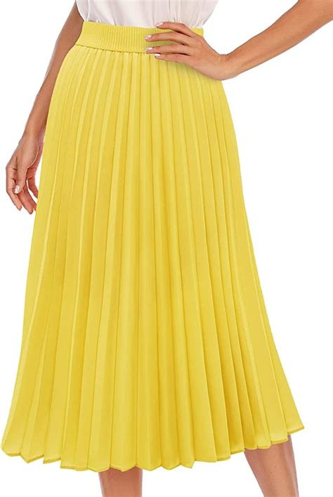 DRESSTELLS Damen Plissee Rock Chiffon Casual Strandrock Maxi Langer