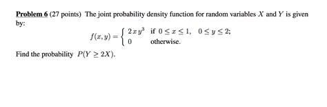 Solved Problem 6 27 Points The Joint Probability Density Chegg