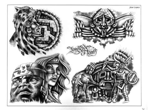 Lowrider Flashbook VK Mayan Tattoos Mexican Art Tattoos Chicano