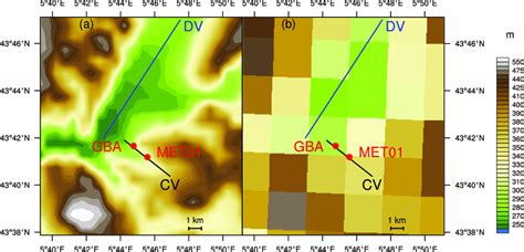 (a) Topography of the region of Cadarache with a 110 m horizontal ...