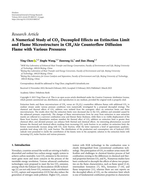 PDF A Numerical Study Of CO2 Decoupled Effects On Extinction Limit