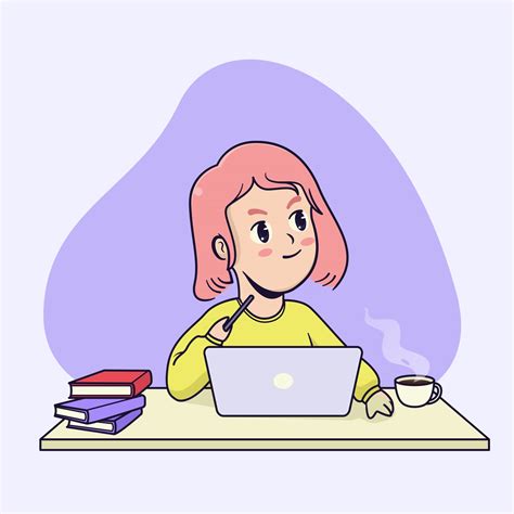 Cute Studying Girl Illustration Design 2966734 Vector Art At Vecteezy